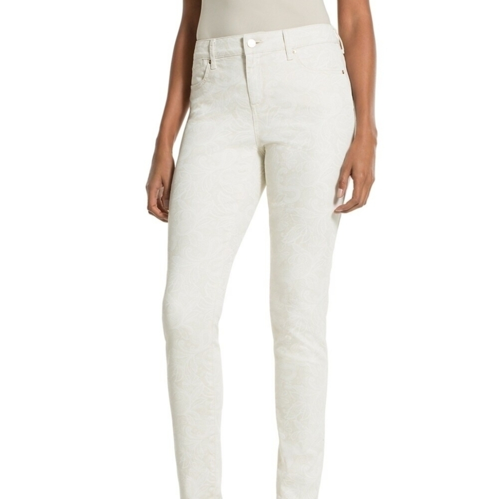 CHICO'S PLATINUM Hidden Floral-Print Modern Fit Jeggings XS Minimalist Summer
